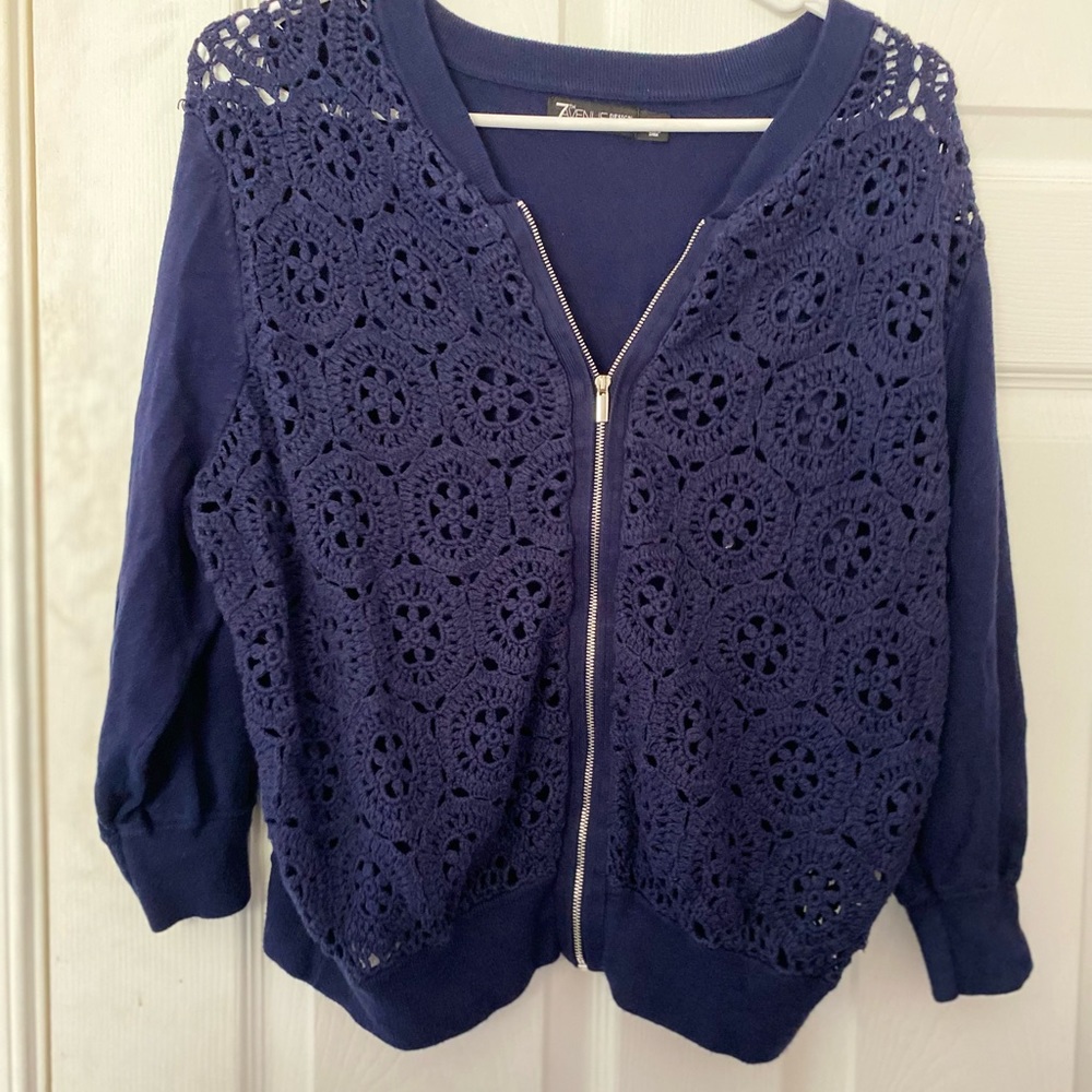 Ruffled blue sweater